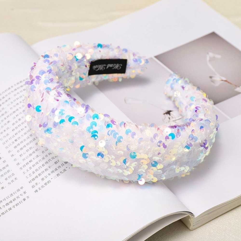 White Sequin Headband -- NWT